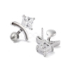 Rhodium Plated 925 Sterling Silver with Cubic Zirconia Stud Earring Findings EJEW-B038-19P-2