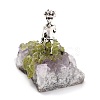 Natural Peridot Cluster & Alloy Miner Model Ornament DJEW-D002-07AS-01-3