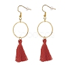 Ring with Cotton Tassel Dangle Earring EJEW-JE04837-4