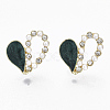 Heart Alloy Enamel Stud Earrings EJEW-N009-10B-1