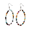 Natural Agate Beads Big Ring Dangle Earrings for Girl Women EJEW-JE04652-5