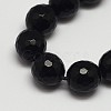 Faceted Round Grade A Black Stone Beads Strands X-G-N0137-04-12mm-1