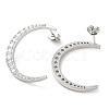 Moon Rack Plating Brass Micro Pave Clear Cubic Zirconia Stud Earrings for Women EJEW-A045-05P-2