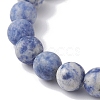 Frosted Natural Blue Spot Jasper Round Beaded Stretch Bracelets BJEW-TA00433-3