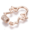 Brass Micro Pave Clear Cubic Zirconia Screw Carabiner Lock Charms ZIRC-T013-07RG-NF-3