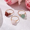 Valentine's Day Rose Natural Red Jasper & Green Aventurine & Rose Quartz Finger Rings RJEW-JR00814-2