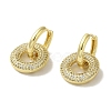 Rack Plating Brass Micro Pave Clear Cubic Zirconia Round Ring Dangle Huggie Hoop Earrings for Women EJEW-P280-25G-1