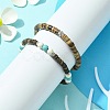 2Pcs 2 Style Synthetic Turquoise Round & Natural Coconut Disc Beaded Stretch Bracelets Set BJEW-JB09807-4