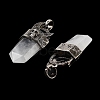 Natural Quartz Crystal Rock Crystal Faceted Sword Pendants G-Q163-01AS-02-2