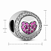 TINYSAND Oval with Heart 925 Sterling Silver Cubic Zirconia European Large Hole Beads TS-C-100-2