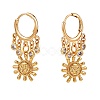 Sun Brass Dangle Huggie Hoop Earrings EJEW-SW00001-04-1