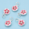 925 Sterling Silver Enamel Charms X-STER-T004-04S-3