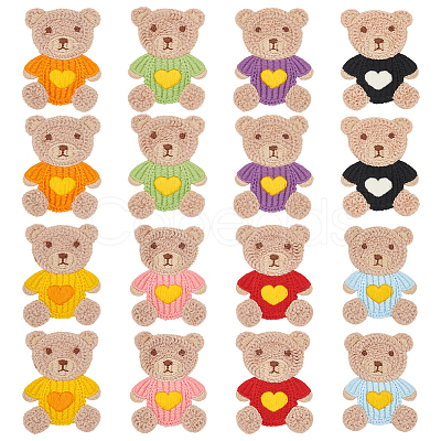 16Pcs 8 Colors Polyester Sew On Patches PATC-FG0001-98-1