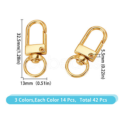 DICOSMETIC 42Pcs 3 Colors Alloy Swivel Clasps FIND-DC0005-61-1