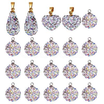 20Pcs 3 Styles Polymer Clay Rhinestone Pendants KK-SZ0001-41-1