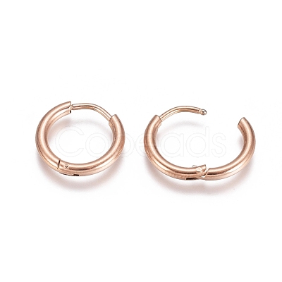 304 Stainless Steel Huggie Hoop Earrings EJEW-G272-02-10mm-RG-1