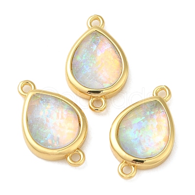 Synthetic Opal Connector Charms KK-S370-01G-1