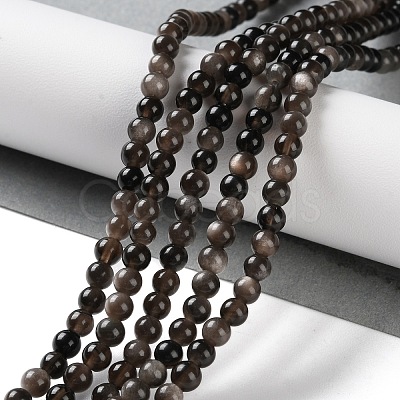 Natural Silver Obsidian Beads Strands G-S150-20A-4mm-1