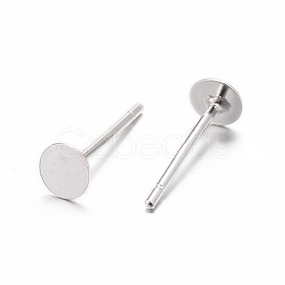 925 Sterling Silver Round Flat Pad Stud Earring Findings STER-T002-200S-1