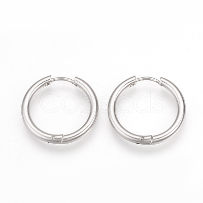 Tarnish Resistant 201 Stainless Steel Hoop Earrings X-MAK-R021-15mm-1