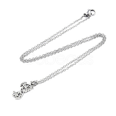 Non-Tarnish 201 Stainless Steel Pendant Necklaces NJEW-T009-JN130-40-1-1