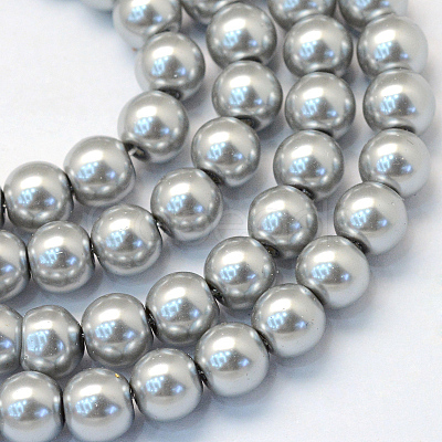 Baking Painted Pearlized Glass Pearl Round Bead Strands X-HY-Q003-4mm-34-1