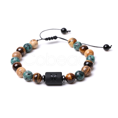 Natural Mixed Gemstone Braided Bead Bracelets PW-WG96204-12-1