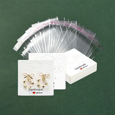 30Pcs Square Paper Earring Display Cards EDIS-YW0001-06B-1