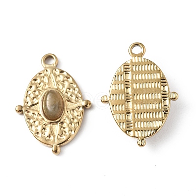 PVD Vacuum Plating 201 Stainless Steel Natural Labradorite Pendants STAS-C064-VC916-1