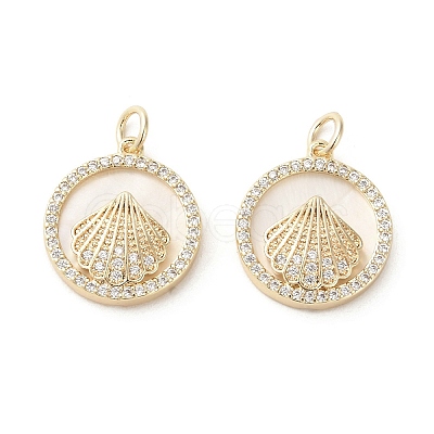 Brass Micro Pave Cubic Zirconia Pendants KK-P260-21G-1