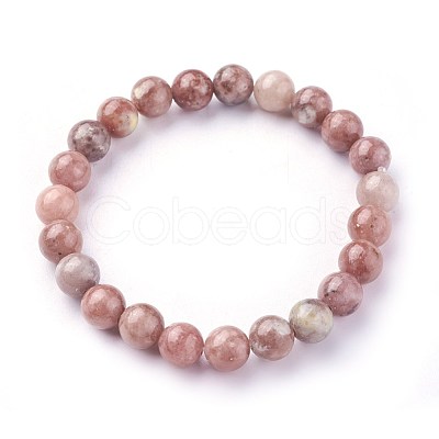 Natural Plum Blossom Jade Beads Stretch Bracelets X-BJEW-F380-01-B08-1