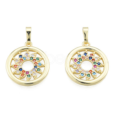 Brass Micro Pave Colorful Cubic Zirconia Pendants ZIRC-N039-257-1