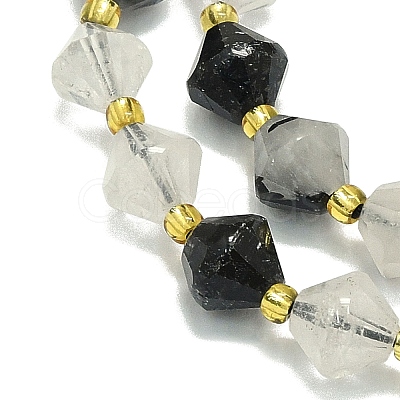 Natural Tourmalinated Quartz Beads Strands G-I376-B27-01-1