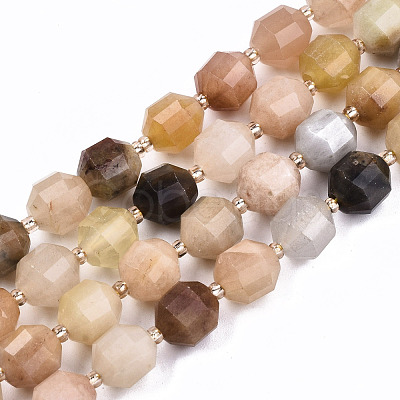 Natural Golden Silk Jade Beads Strands G-S362-057B-1