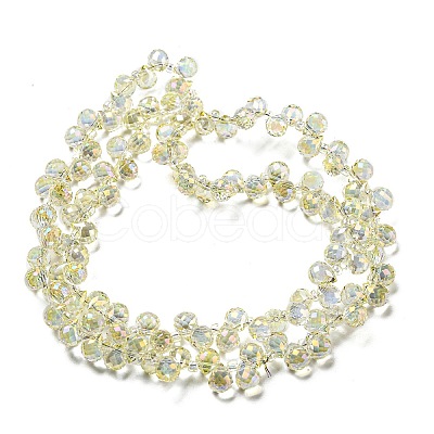 Full Rainbow Plated Electroplate Transparent Glass Beads Strands EGLA-M030-01A-FR01-1