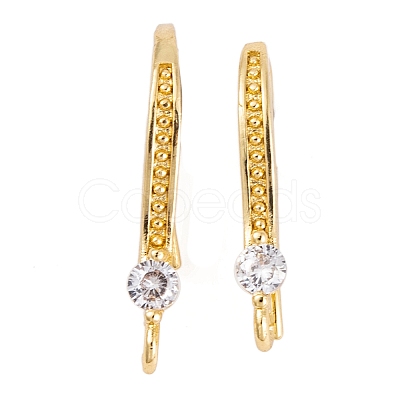 Rack Plating Brass Cubic Zirconia Earring Hooks KK-S374-05G-06-1