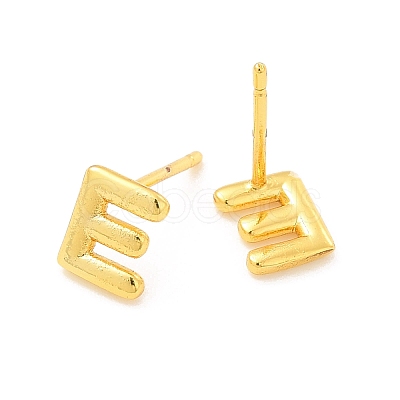 Brass Hollow Out Initial Letter Stud Earrings for Women EJEW-A044-01G-E-1