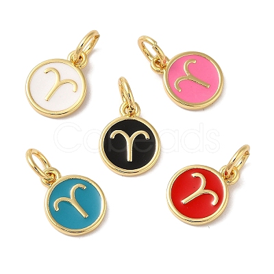 Real 18K Gold Plated Brass Enamel Charms KK-L216-001G-J-1