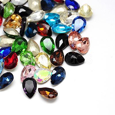 Glass Pointed Back Rhinestone Cabochons RGLA-A008-10x14mm-M-1