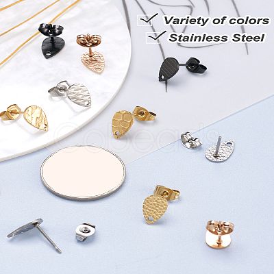 PandaHall Jewelry 40Pcs 20 Style 304 Stainless Steel Stud Earring Findings STAS-PJ0001-23-1