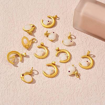 12Pcs 4 Style Alloy Glass Charms FIND-SZ0002-85-1