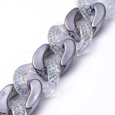 Handmade Acrylic Curb Chains AJEW-JB00629-01-1