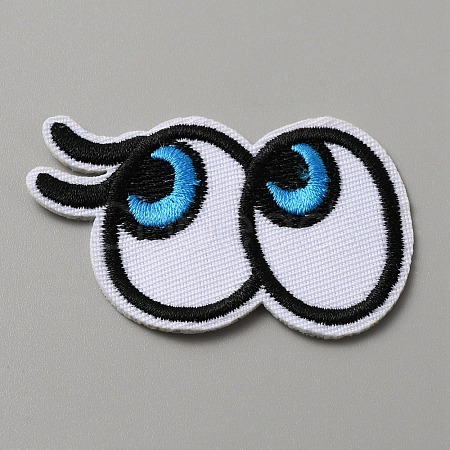 Cartoon Style Double Eye Embroidered Cloth Patches PATC-WH0001-116C-1