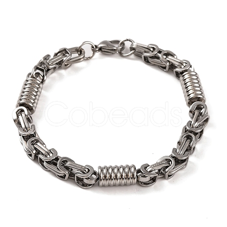 Tarnish Resistant 304 Stainless Steel Column Byzantine Chain Bracelets BJEW-B078-72P-1