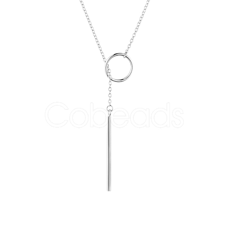 SHEGRACE Rhodium Plated 925 Sterling Silver Lariat Necklace JN645A-1