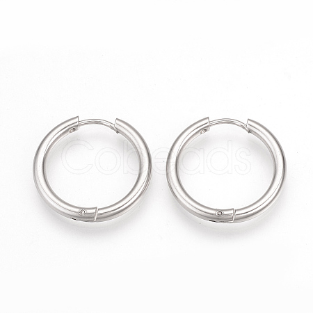 201 Stainless Steel Hoop Earrings X-MAK-R021-15mm-1