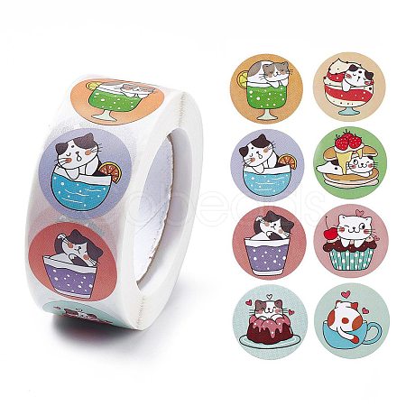 8 Patterns Paper Cartoon Sticker Rolls X-STIC-E001-16-1