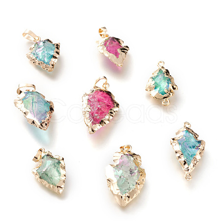 Electroplated Natural Quartz Crystal Pendants & Link G-H258-01-1