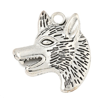 Tibetan Style Wolf Head Alloy Pendants TIBEP-Q043-273-RS-1