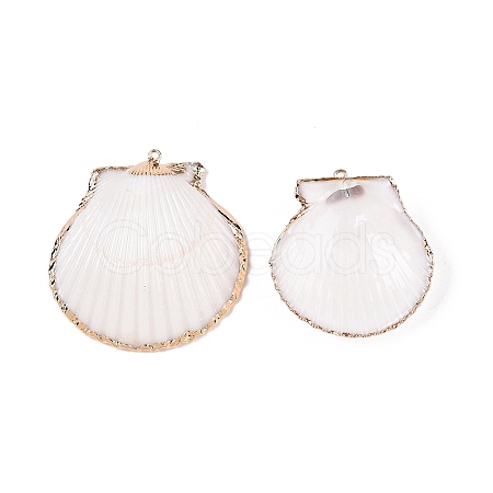 Natural Scallop Shell Pendants SSHEL-N038-14-1